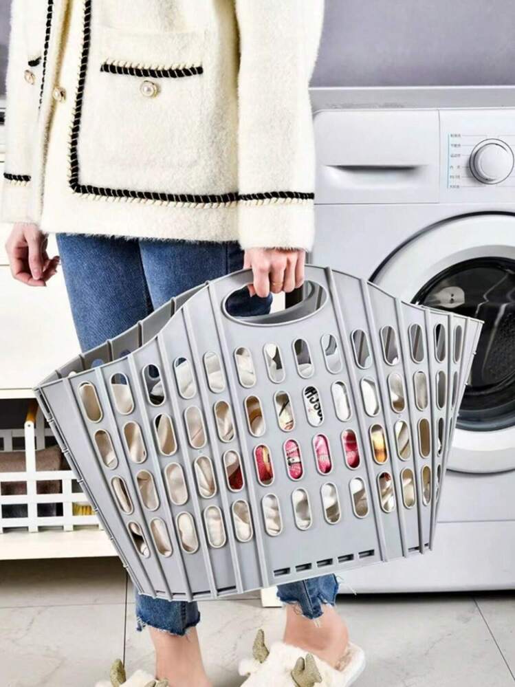 Cesto Per Biancheria Pieghevole 2 Pezzi | Contenitore Per Bucato Con Manici In Plastica | Vasca Lavaggio Salvaspazio Blu