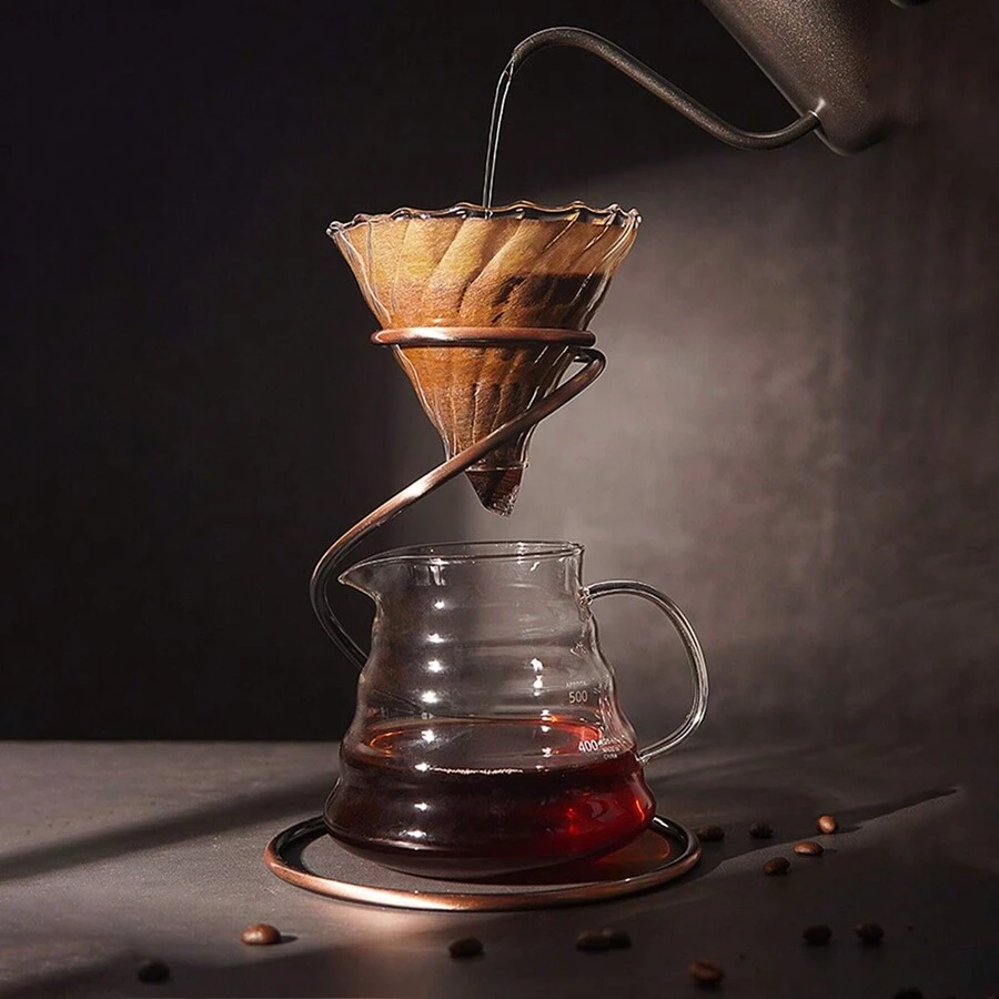 1pc Antique Brass Color Pourover Coffee Filter Holder - View 1