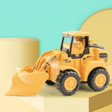 1入兒童按壓式建築玩具車輛,包括挖掘機、壓路機、起重機、推土機、夾抓機和迷你車輛 - 黃色 - 查看 4