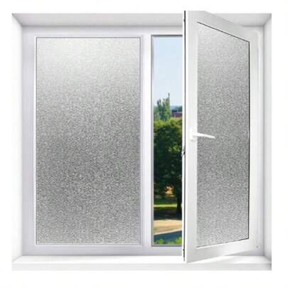 1 Privacy Film Gray Frosted Window Film, UV Resistant, Adhesive Free, Anti-Static Film, Suitable For Home Showers And Office Use, Without Glue Or Adhesive