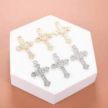 10 Pcs Rhinestones Alloy Cross  Virgin Our Lady Of Guadalupe Mary  Beads Charms For DIY Necklace Bracelet Making