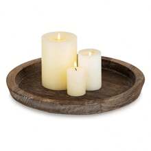 1PC Rustieke Houten Dienblad Kaarsenhouder Kleine Decoratieve Plaat Pilaar Kaarsen Dienblad Voor Boerderij Koffie Aanrecht Organizer Woondecoratie Beste Geschenken Verjaardagsborden Keuken Keuken Decor Dienbladen Fruit Dienblad Dienblad Decor