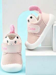 1 双卡通印花平底休闲运动鞋适合婴儿男孩和女孩的春秋季节 - 粉色 - 查看 2