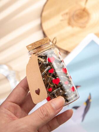 1入組愛心信件許願瓶-可愛塑料膠囊訊息週年慶、情人節、母親節、生日禮物(70個)