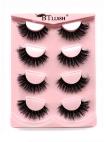 4pairs Full Strip Cat Eye False Eyelashes Strip Lashes,Lashes,Eyelashes,Fake Lashes - Black - View 1