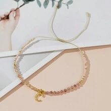 1PC Simple Ladies Minimalist Light Pink Multi Gemstone Luck Jewelry 26 Letter Surfer Beaded Bracelets For Women - Multicolor - View 5