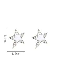 1對閃亮星形耳釘,可愛又酷 - 白色 - 查看 3