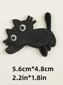 6 Piezas Remiendo Bordado De Tela De Gato Negro Para Ropa Diy, Pantalones, Sombreros, Bolsos, Zapatos, Estuches Para Teléfonos, Etc.