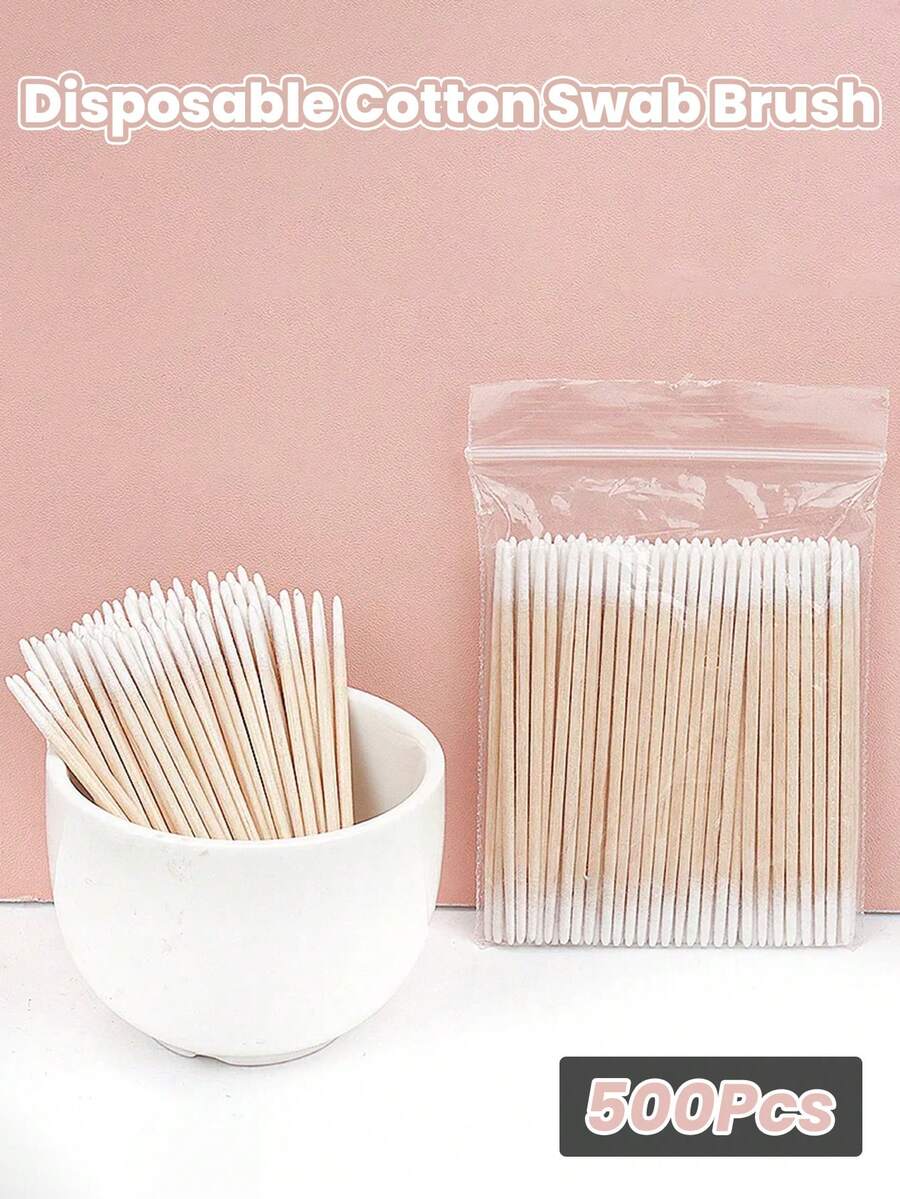 500入組雙頭棉花棒/醫用木棒,用於鼻耳清潔護理 - 白色 - 查看 1