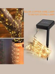 1 件銅線燈,7m/12m/22m/32m 戶外太陽能供電 Led 燈串,具有 8 種模式防水功能,白色/暖白色/多色光,適合花園、庭院、樹木、節日、派對和婚禮 - 黃色 - 查看 3