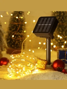 1 件銅線燈,7m/12m/22m/32m 戶外太陽能供電 Led 燈串,具有 8 種模式防水功能,白色/暖白色/多色光,適合花園、庭院、樹木、節日、派對和婚禮 - 黃色 - 查看 5