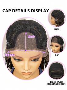 13*3 蕾絲漸層色手工編織中長 26 吋柔軟微辮子日常裝飾女式合成假髮 - 彩色 - 查看 8