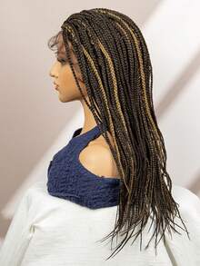 13*3 蕾絲漸層色手工編織中長 26 吋柔軟微辮子日常裝飾女式合成假髮 - 彩色 - 查看 3