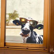 1pc Creative Funny Animal Cow Window Decoration Sticker - Multicolor - View 1