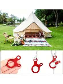 4入組戶外露營帳篷繩子調節器,固定夾緊扣 - 紅色 - 查看 5