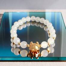 2024 Year Of The Dragon Mascot Bracelet, Unisex Dragon-Shaped Wealth And Good Luck Bracelet - White - View 3