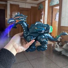 Electric Dinosaur Toy, Mechanical Simulated Animal That Can Walk, Spray Fire, Light Up & Make Sound, Intelligent Robotic Toy For Boys - Black - View 8