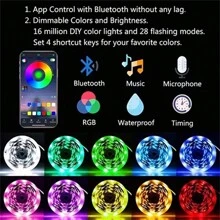 Tira De Luces Led App Bluetooth Control 5050 Rgb - Blanco - Ver 3
