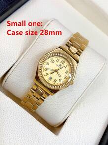 Pablo Raez 1 对优雅情侣手表，18k 金色不锈钢表壳，IPG 技术重型表带，奢华数字刻度，蝴蝶扣，防水，自动日历石英表，适合送礼、日常生活、工作，适合情侣、朋友、家人的高端礼物 - 金色 - 查看 14