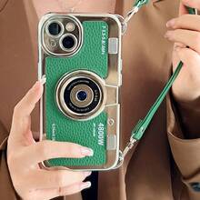 Nueva Funda Para Teléfono Con Forma De Cámara Vintage Con Correa De Mano, Compatible Con Apple Iphone - Blanco - Ver 9