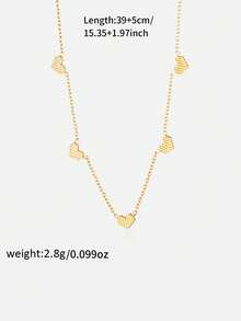 1 件華麗不銹鋼創意星星、心形、蝴蝶和杏仁葉吊墜女式項鍊,適合日常佩戴 - 金黃色 - 查看 6