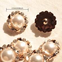 6/12入組珍珠、金箔、鑽石飾面塑料扣子,適用於西裝外套、大衣、毛衣diy - 黑與白 - 查看 9