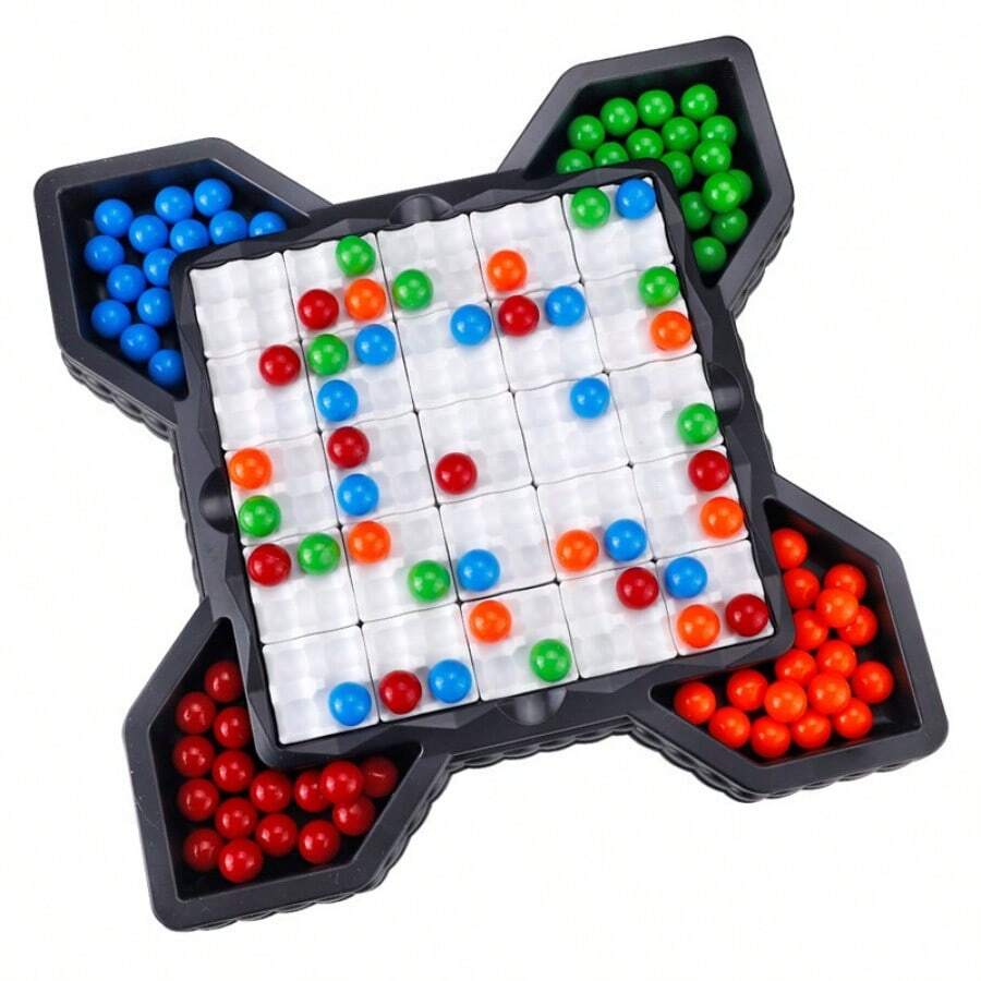 彩虹戰鬥糖果粉碎棋盤/桌面遊戲,適合 2-4 名玩家,娛樂玩具套裝（1 個棋盤/104 個球/隨機顏色組件） - 彩色 - 查看 1