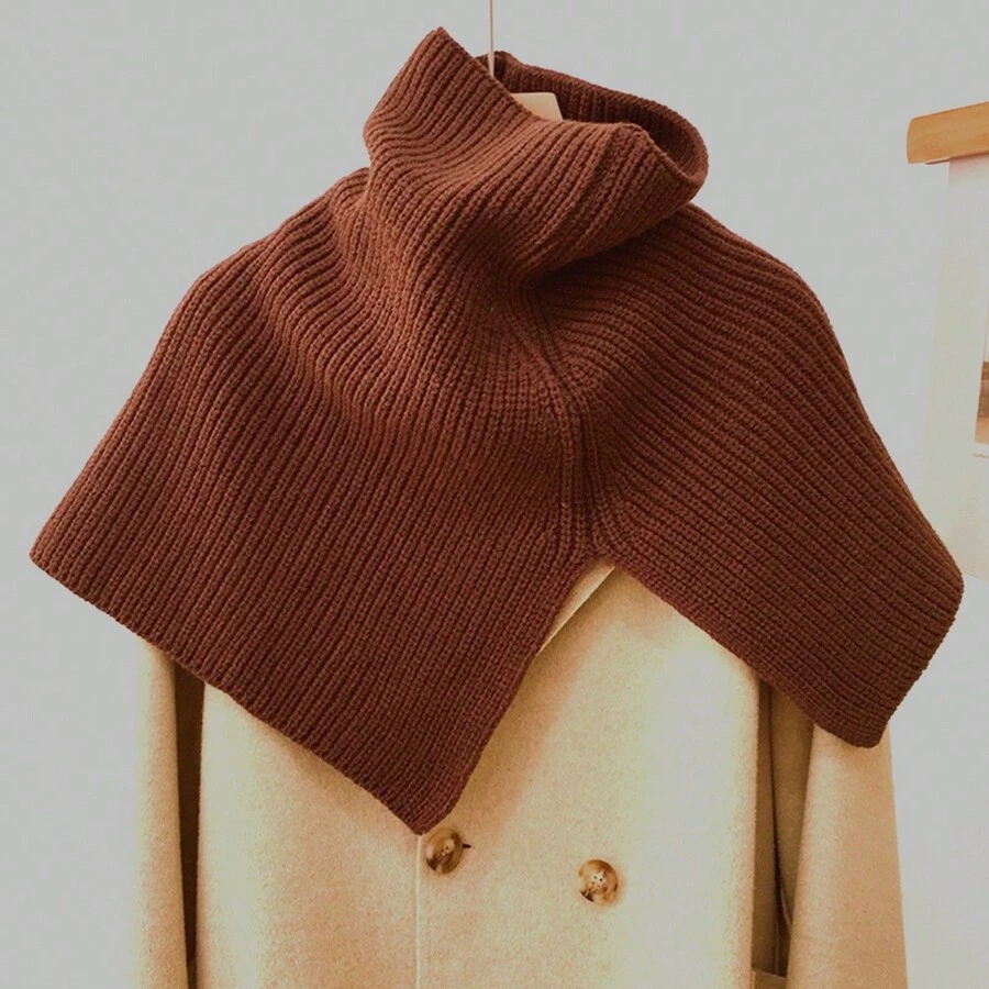 1 件女士针织开衩肩围巾 - 紫紅色 - 查看 1