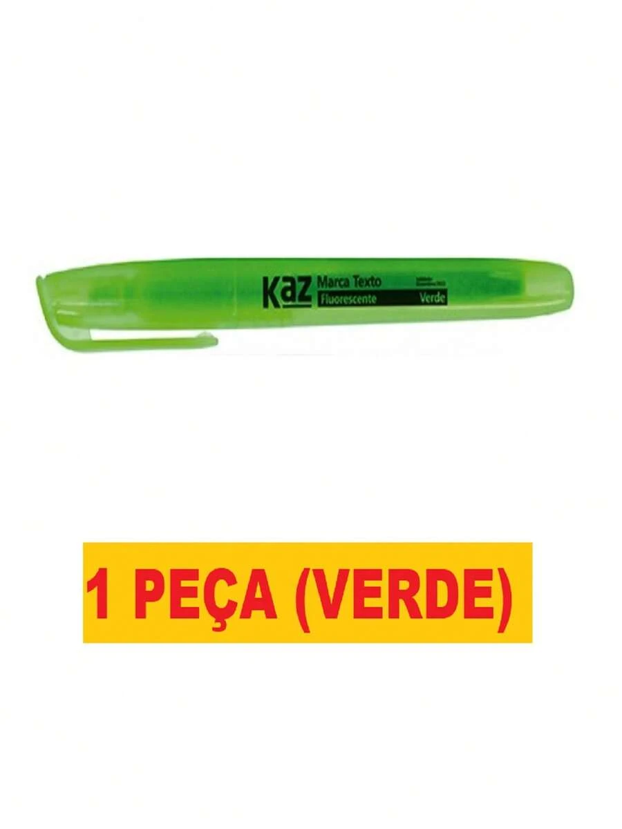 Marca Texto Multicolorido Neon Escolar Universitário Kaz Ponta chanfrada - Verde - Visão 1