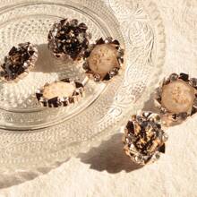 6/12入組珍珠、金箔、鑽石飾面塑料扣子,適用於西裝外套、大衣、毛衣diy - 黑與白 - 查看 4