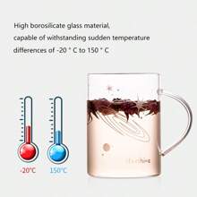 Night Light Heat-Resistant Glass Mug With Handle, Featuring Starry Sky Pattern, Suitable For Office Use, For Both Men And Women, Ideal For Drinking Water, Tea, And Coffee. Transparent Design, Comes With Lid And Spoon - Moon - View 5