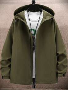 男士秋冬、騎乘戶外休閒保暖外套 - 軍綠色 - 查看 1