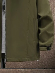 男士秋冬、騎乘戶外休閒保暖外套 - 軍綠色 - 查看 3