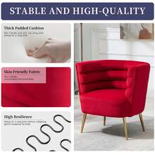HOMEFUN Accent Chair Leisure Single Chair With Golden Feet - Red - View 3