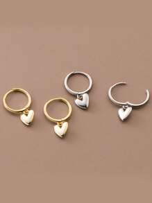 1對925銀極簡主義情人節耳環時尚女士少女派對珠寶禮物 - 金色 - 查看 1