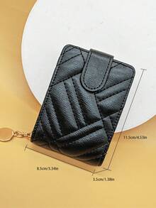 女士短款錢包零錢包，擁有大容量卡片位，時尚拉鍊設計，適合學生和新年禮物 - 黑色 - 查看 6