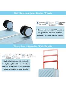 55cm Carry On Luggage With Front Laptop Compartment Lock Pocket USB Charging Port Hard Shell PC Spinner Travel Trolley With TSA Lock YKK Zipper - Blue - View 3