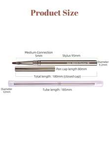 1個帶條紋圖案的指甲刷,金屬手柄,高級簡約設計,適用於精確繪畫並可繪製多條線條 - 黑色 - 查看 2