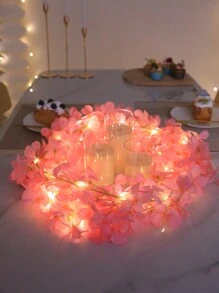 1入20LED 1.5米5枝梅花銅線串燈，適用於室內裝飾、春季、節日、婚禮、求婚、派對、四季 - 粉紅色花朵 - 查看 5