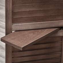 HOMCOM Paravent persienne en bois 4 panneaux 162 x 170 cm avec 3 étagères séparateur de pièce pliable cloison de séparation intérieur coloris noyer - Tabac - Voir 8