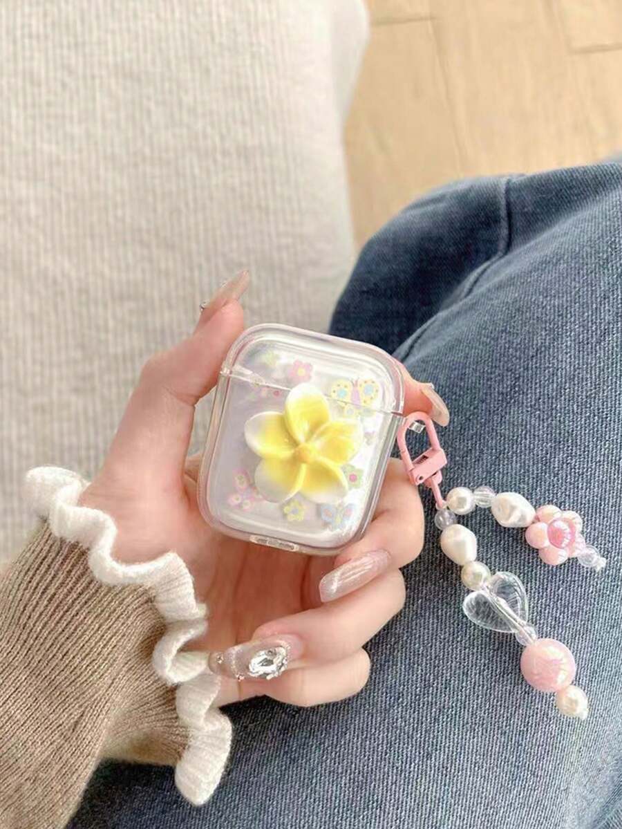 3d卡通黃花硅膠耳機盒,適用於airpods1/2,airpods Pro,airpods 3和airpods Pro(第2代) - 黃色 - 查看 1