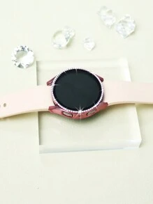 1 PC nữ sáng bóng nạm kim cương giả + Vỏ bảo vệ đồng hồ tích hợp kính cường lực Tương thích với Samsung Watch Galaxy Wathc4 5 6 Series Thích hợp cho 40Mm44Mm Vỏ bảo vệ chống rơi và chống trượt thời trang và tinh tế Màu hồng - Hồng - Xem 3