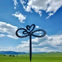 1 件黑色金屬十字形紀念樁標記,心形裝飾,戶外 - 愛心 - 查看 1