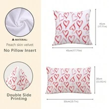 1 件可愛心型輕奢枕套,由真正的桃皮絨布料製成,雙面印花,適合日常使用、送禮、家居裝飾、客廳、臥室、沙發、扶手椅、藝術、節日、藝術設計、氛圍、情人節、圓點【雙面印花,精緻拼接】 - 彩色 - 查看 2