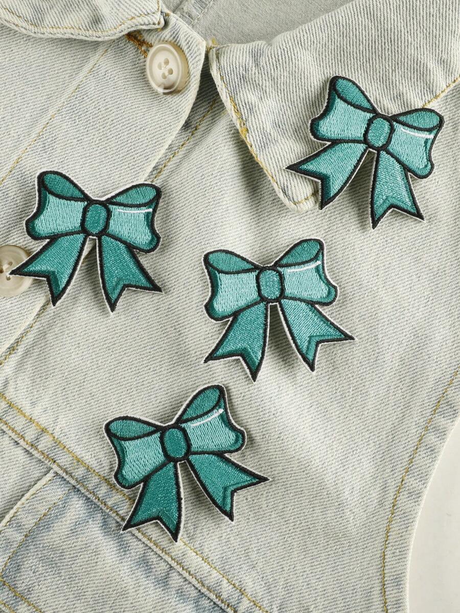 4 件/套刺繡蝴蝶結貼片,適用於 Diy 服裝、帽子、包包、鞋子、手機殼、自粘 - 彩色 - 查看 1
