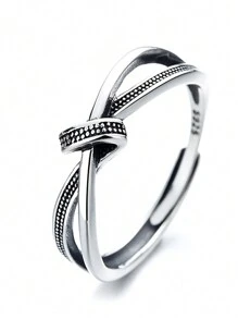 1pc Simple925 Silver Thread Knot Ring, Suitable For Valentine's Day And Daily Wear For Both Men And Women - YW1538 - View 1