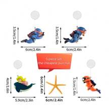 5入組水族箱裝飾套裝,創意潛水員造型漂浮裝飾品,有趣的景觀,美學景觀,適用於各種水族箱 - 藍色 - 查看 2