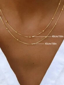 FOREVER QUEEN 925纯银极简圆形珠链项链，简约时尚，精致珠宝礼品 - 金色 - 查看 7