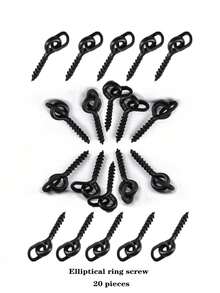 20 件黑色戶外釣魚配件：鯉魚釣魚螺絲、橢圓形環和薄片 - 黑色 - 查看 3