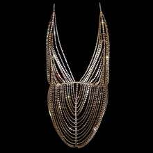 Underwear And Bra Set With Exaggerated Design, Diamond & Nightclub Accessories, Bejewelled Chain Bodysuit - Gold - View 3